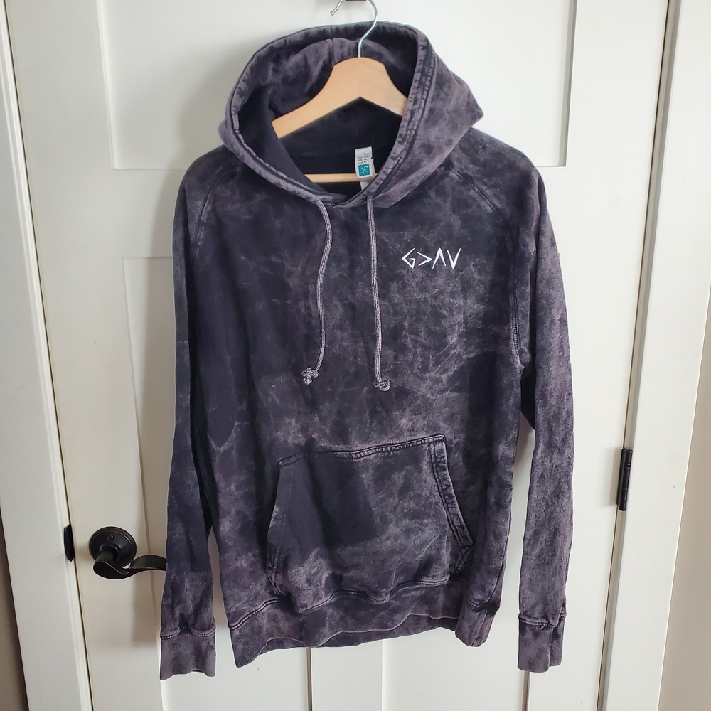 Gray Tie-Dye Hoodie "God Is Greater Than The Highs Or Lows" Womens M Christian